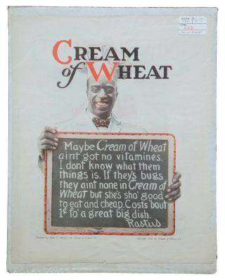 1921 Cream Of Wheat Chef Rastus Advertisement Edward Brewer Farina Porridge