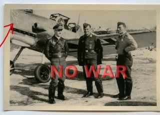 Wwii German Photo Luftwaffe Airplane Bf 109 Pilots Fink,  Klemm & Jung