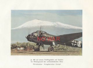 Wwii German Small Color War Poster Luftwaffe Airplane " Ju - 88 "