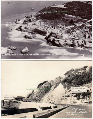 2 - Cliff House Seal Rocks San Francisco California - 1940 Photo Postcards Sutro