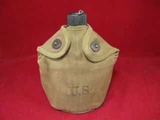 Wwii U.  S.  Gi Army Canteen Complete Good Shape S.  M.  Co.  Foley 1945 Cover 1943