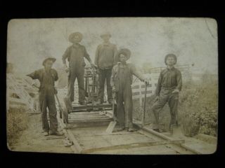 Rppc Real Photo Postcard: Railroad Track Gang.  Workers
