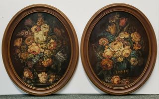 Late 19th Century English Victorian Floral Still Life Oil Paintings