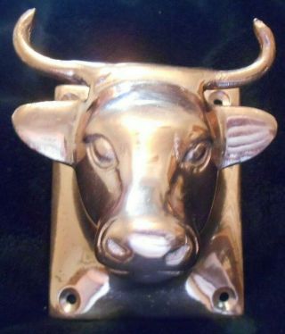 Vtg Brass Copper Cow/bull/steer Farmhouse Wall Mount Coat/hat/towel Hook/hanger