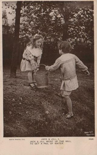 Vintage Rapid Photo Jack & Jill Went Up The Hill To Get A Pail Of Water Postcard