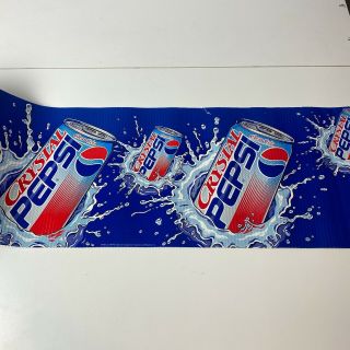 Rare Crystal Pepsi Advertising Corrugated Banner Sign About 20 Feet