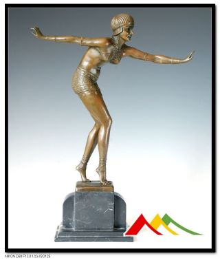 Bronze Art Deco Phoenician Dancer Sculpture,  Signed D.  H.  Chiparus