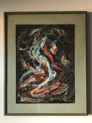 Lillian Howen Abstract Painting - Signed - Vintage 1960 Modern Expressionist