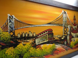 Mid Century Modern Golden Gate Bridge San Francisco California Painting Wall Art