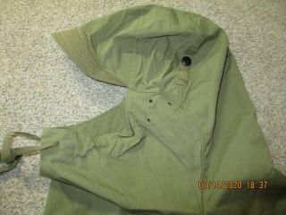 WWII 1943 LIGHT GREEN COLORED HOOD,  CLOTH MADE FOR ARMY/MARINE TROOPS 2