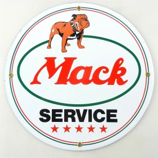 12 " Round Mack Truck Service Bulldog Porcelain Advertising Sign T129