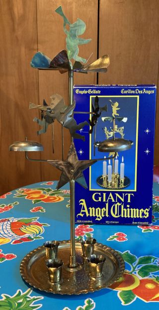 Vintage Giant Angel Chimes Candle Holder Christmas Decor Brass 17 " Sweden W/box