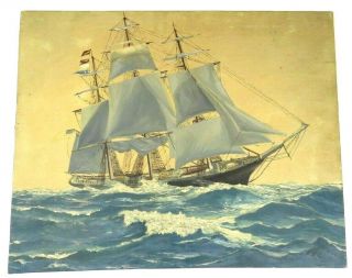 Private Listing 2 Oil Paintings On Board Sail Boat Maritime Seascape