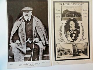 Two Royalty Postcards,  In Memory Of King Edward Vii,  Circa 1910