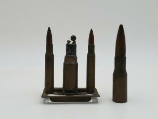 Vintage Wwii Trench Art Lighter Bullet Shells 43 Military Collectable