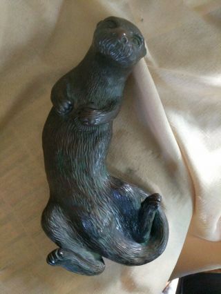 Bronze Otter Sculpture Signed By Artist James Siebert.  1982 - 80 /700.