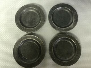 4 Vintage Pewter 3.  75 " Butter Pats/small Plates Carson Freeport Pa