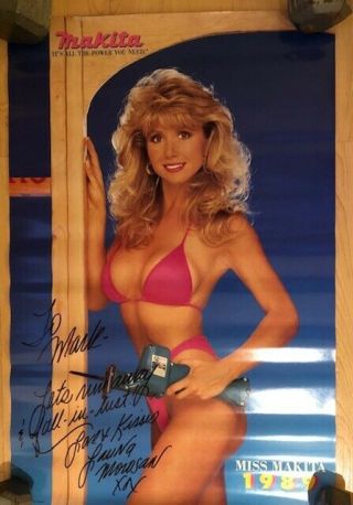 Miss Makita 1989 - Launa Morosan Autographed Pin - Up Poster 21 X 32 Inches