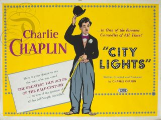Plaque Alu Reproduisant Une Affiche Cinema City Lights Charlie Chaplin