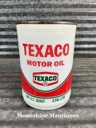 Vintage 1960’s Texaco 1 Qt Motor Oil Can - Gas & Oil