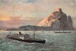 Us71680 Anchor Line Gibraltar Ship Rms Circassia Off Gibraltar