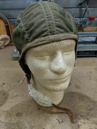 Wwii Type A - 9 Aaf Canvas Flight Helmet Us Army Air Force