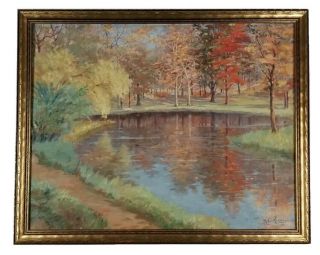 Rudolph Kinais York Antique Early Landscape Oil Painting Old American Listed