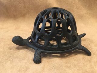 Vintage Black Cast Iron Turtle Shaped String Or Twine Holder Country Farmhouse