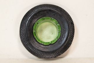 General Tire And Rubber Company Jumbo Streamlined Ashtray Ash Tray Green Glass