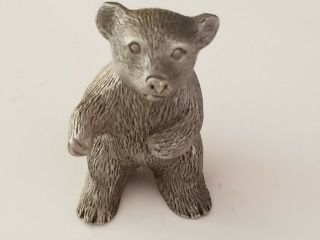 Pewter Miniature Detailed Bear Figurine Standing Sweet Vintage