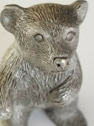 Pewter Miniature Detailed Bear Figurine Standing SWEET Vintage 2