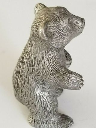 Pewter Miniature Detailed Bear Figurine Standing SWEET Vintage 3