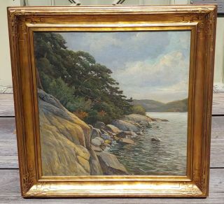 Newcomb Macklin Frame W Impressionist Painting Stunning Water Landscape Signed