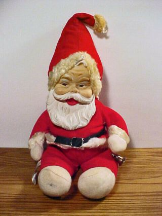 Vintage 60’s " Plush Rubber Face Santa Claus " By Rushton Company Star Creations