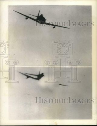 Press Photo German Fw - 190 Plane Shot Down By Americans,  World War Ii - Tux07562