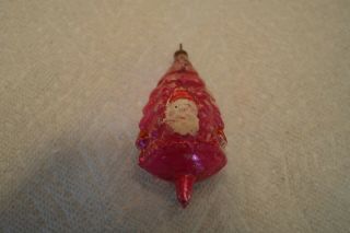 Antique German Glass Christmas Ornament Pink Christmas Tree W/santa Face 1930s