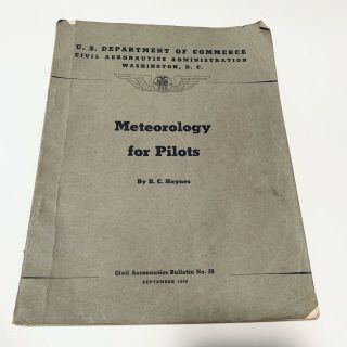 Wwii 1940 Civil Aeronautics Board Book Meteorology For Pilots