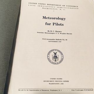 WWII 1940 Civil Aeronautics Board Book Meteorology For Pilots 2
