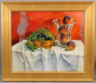 Jacques Zuccaire French - American Fruit Still Life Oil Painting,  Grapes & Apples