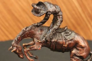Handmade Bronze Sculpture Rattle Snake Cowboy Western Remington Statue Deco