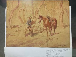 Leonard H Reedy Western.  Watercolor Painting,  11 7/8 " X 8 7/8 " Signed