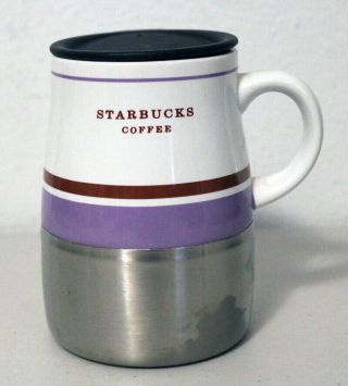 Starbucks Coffee 2006 14 Oz Travel Mug Cup W Lid Ceramic & Stainless Purple