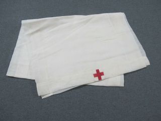 Vintage Wwii Red Cross Nurses Head Scarf 30x30 Inches