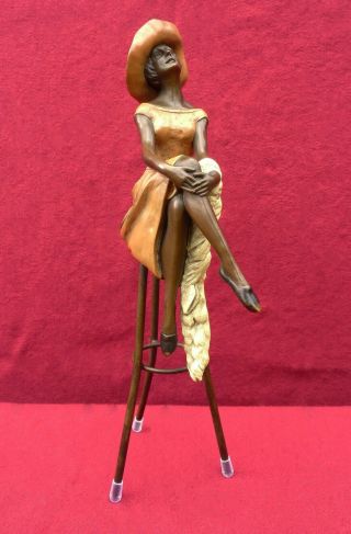 ART DECO BRONZE At the Bar SIGNED Chiparus STATUE FIGURE HOT CAST COLD PAINTED 2