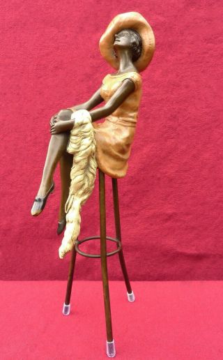 ART DECO BRONZE At the Bar SIGNED Chiparus STATUE FIGURE HOT CAST COLD PAINTED 3