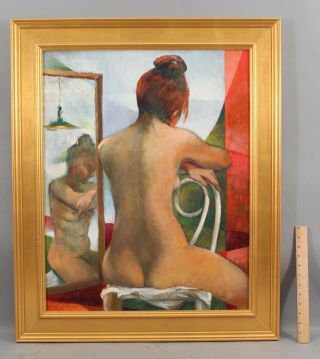Lrg Jacques Zuccaire French - American Post Impressionist Nude Woman Oil Painting