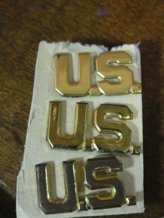 Vintage Us Wwii Lapel / Collar Pin Badge Insignia.  Set Of 3 Pin Back