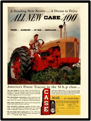 Case Farm Machinery Co.  Metal Sign: Case 400 Tractor Large Size: 12 X 16 "