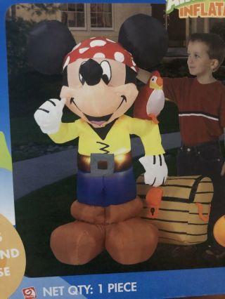 Disney Mickey Mouse 4 foot Pirate Lighted Airblown Inflatable Halloween Vintage 2