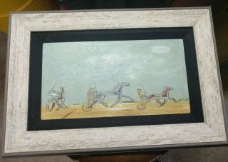 Sterling Strauser Painting Of Trotters - Oil On Masonite - 1986 - Signed